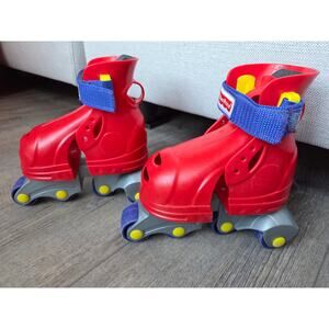 Fisher-Price Grow-with-Me 1-2-3 Adjustable Inline Roller‎ Skates Red Blue Kids